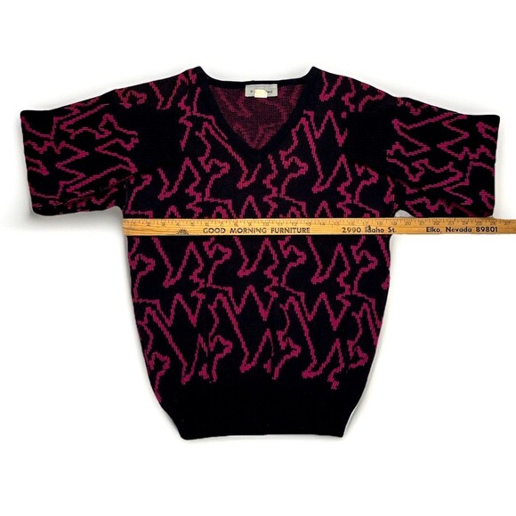 Vintage Women's V Neck Dad Sweater Retro 80's 90's USA Grandpacore New Wave - Picture 4 of 6